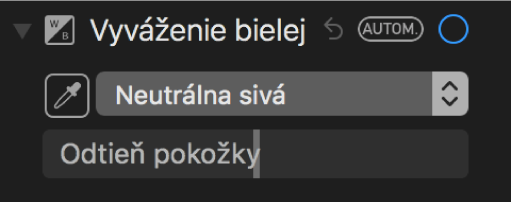 Ovládacie prvky Vyváženie Bielej v paneli Úpravy.