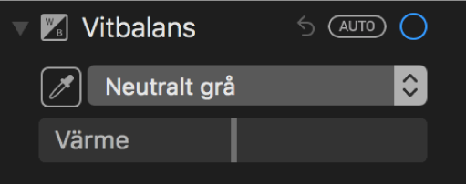 Vitbalansreglagen på panelen Justera.