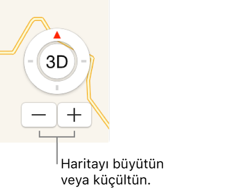 Haritadaki büyütme/küçültme düğmeleri.
