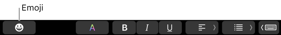 The Emoji button in the left half of the Touch Bar.