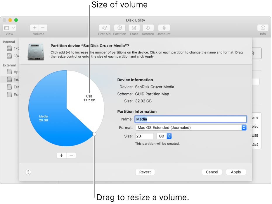 A physical disk with two partitions.