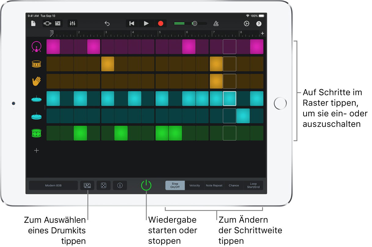 Beat-Sequencer als Touch-Instrument