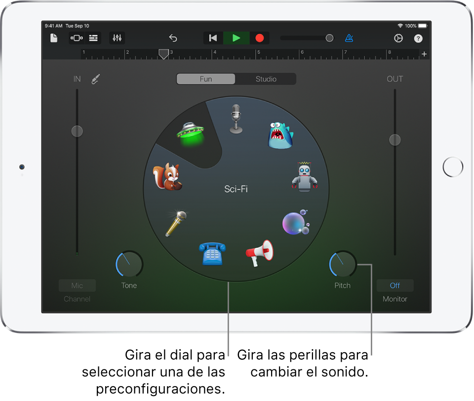 Preconfiguraciones de la vista Diversión