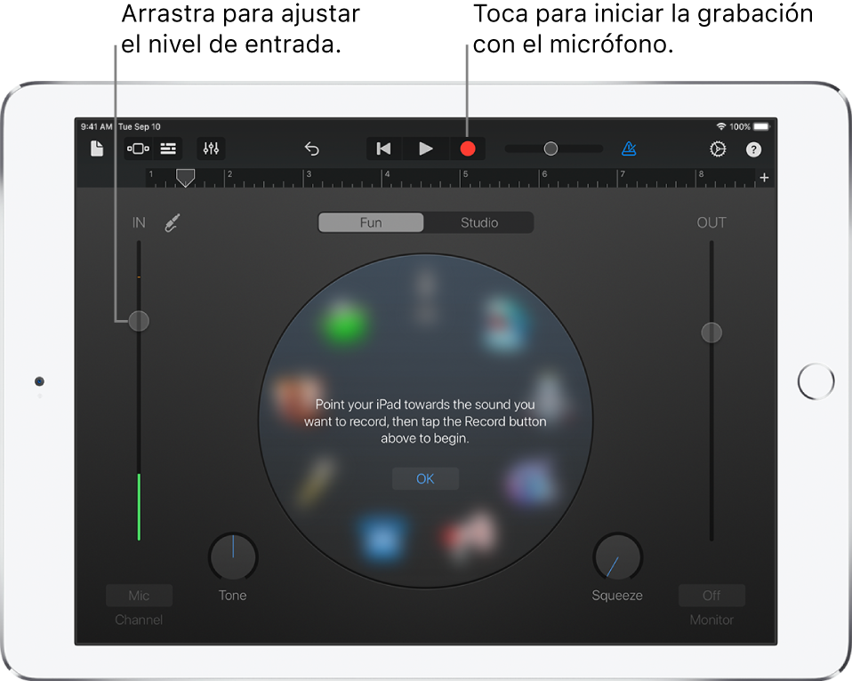 Instrumento táctil Grabadora de audio