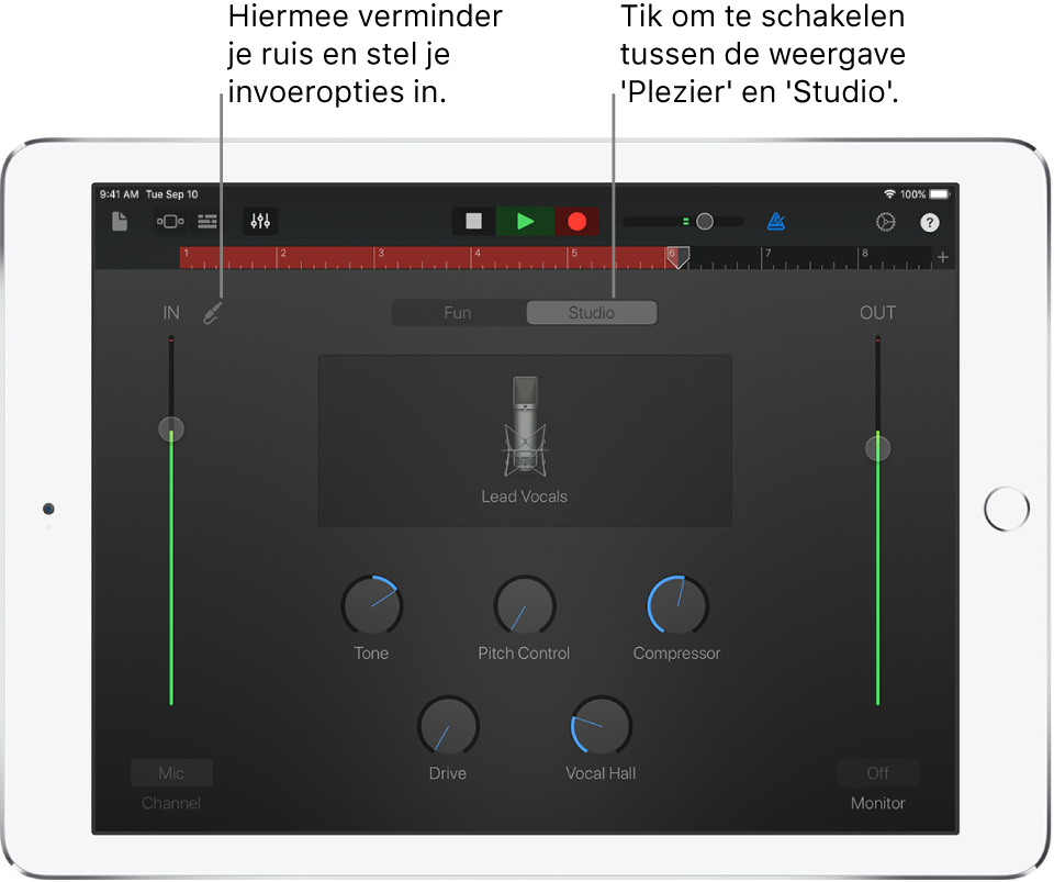 Studio-weergave Audiorecorder