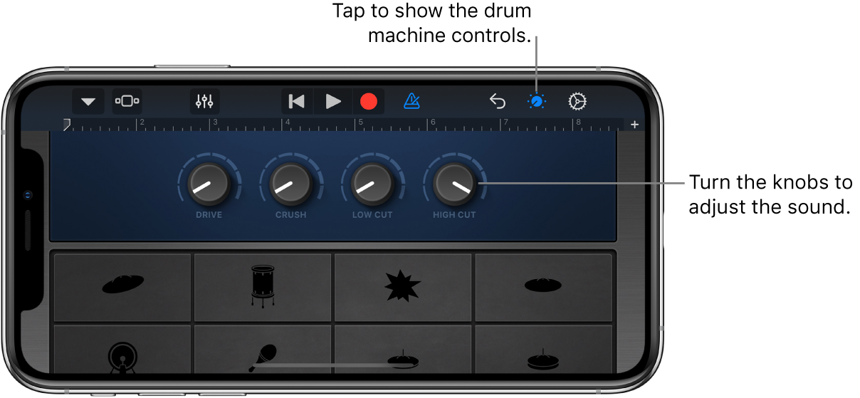 Electronic drum kit controls