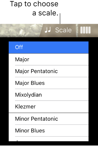 Bass Scale button and Scale list