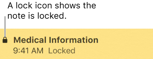 Locked note with a lock icon at the far left.