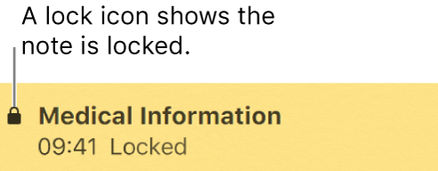 Locked note with a lock icon on the far left.