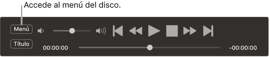 El botón menú está en la esquina superior izquierda del controlador del Reproductor de DVD. Haz click en el botón Menú para acceder a los menús del disco.