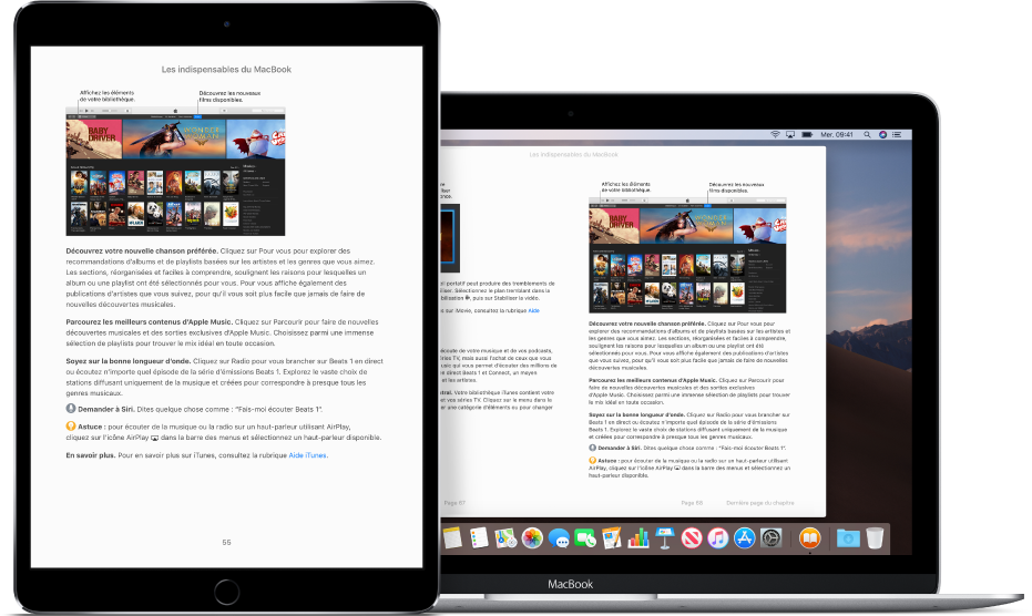 Un livre à la même page dans l’app Livres sur un iPad ou un Mac.