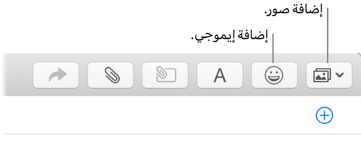 نافذة إنشاء رسالة تعرض أزرار إيموجي وصور.