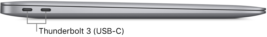 Left side view of a MacBook Air with callouts to the Thunderbolt 3 (USB-C) ports.