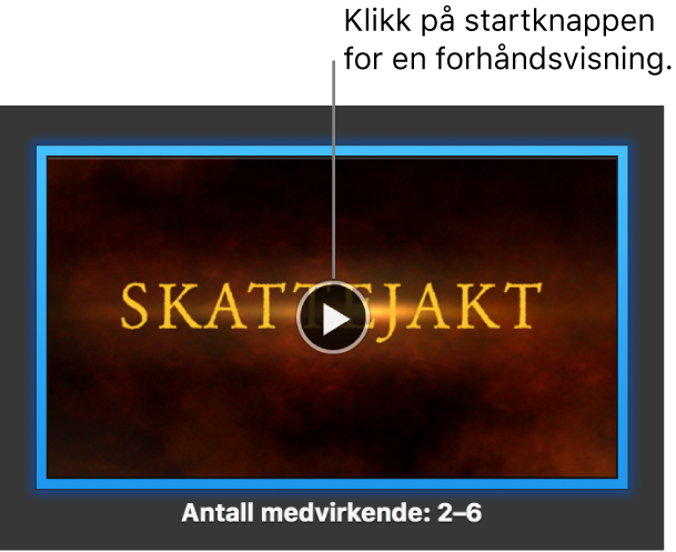 iMovie-skjerm som viser Spill av-knappen.