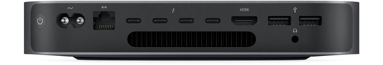 La vue arrière du Mac mini et ses divers ports.