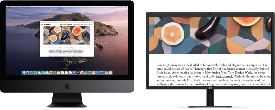  Zoom Display is active on the secondary display, while the screen size stays fixed on iMac Pro.