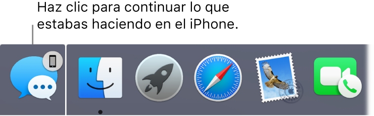 El icono de Handoff a la izquierda del Dock.