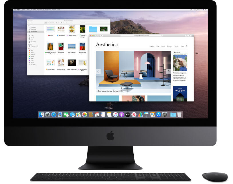 iMac Pro-beeldscherm met twee geopende vensters.