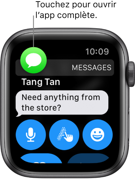 L’icône de l’app associée à la notification s’affiche en haut à gauche. Touchez-la pour ouvrir l’app.