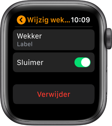 Het scherm 'Wijzig wekker', met onderin de knop 'Verwijder'.