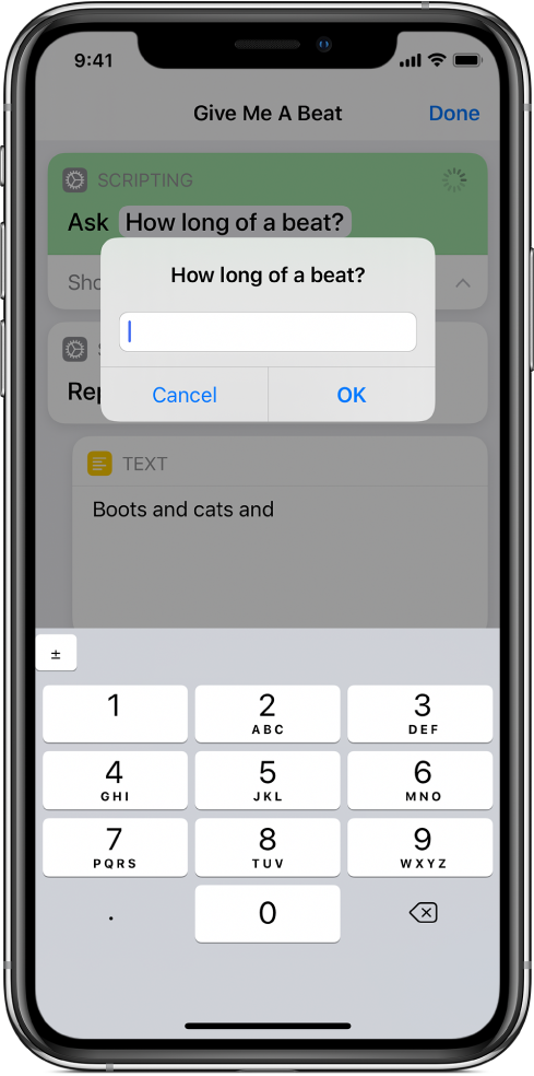 Dialogue asking the user for numerical input opens a numeric keypad instead of a text keyboard.