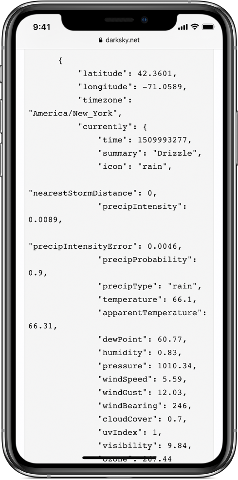 Un ejemplo de datos con JSON