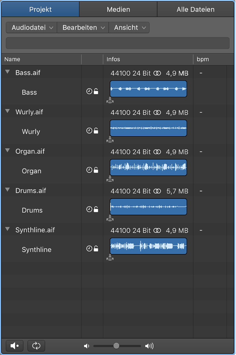 Abbildung. Übersicht „Projektaudio“