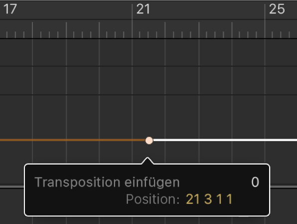 Abbildung. Transpositionsspur mit Anzeige eines Eintrags eines Transpositionswerts im Feld