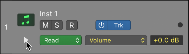 Figure. Pointing to the subtrack disclosure triangle.