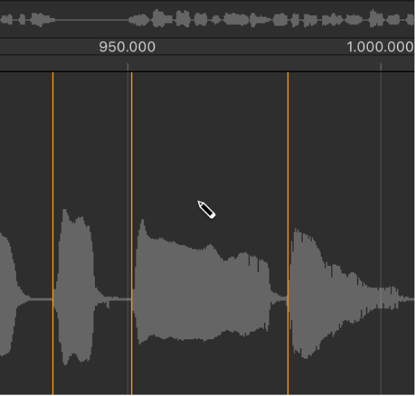 Figure. Sample Editor with Pencil tool over the waveform display.