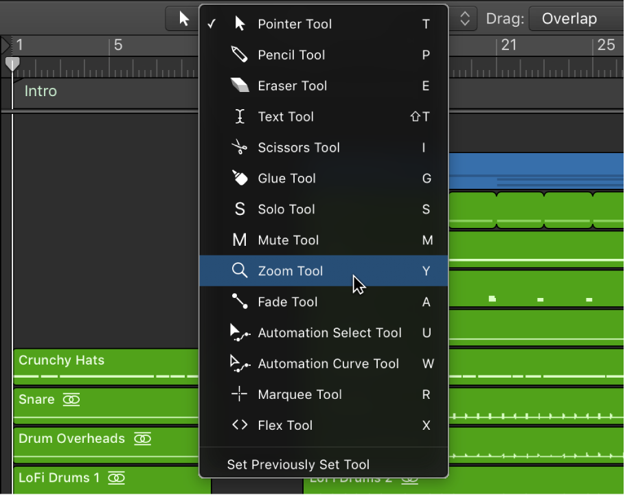 Figure. Open Tool menu.