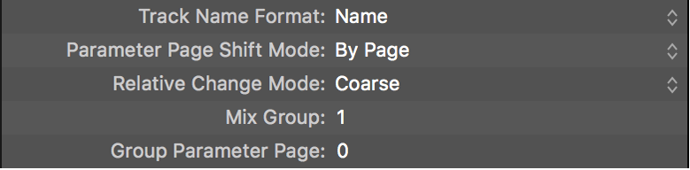 Figure. Picture of Control Surface Group other parameters.