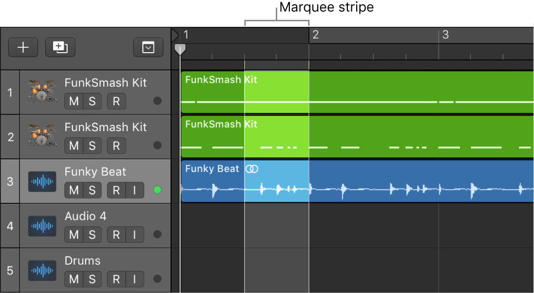 Figure. The marquee stripe in the ruler.