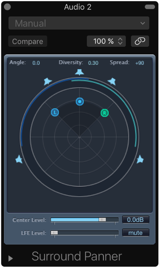 Figure. Stereo to Surround Panner window.