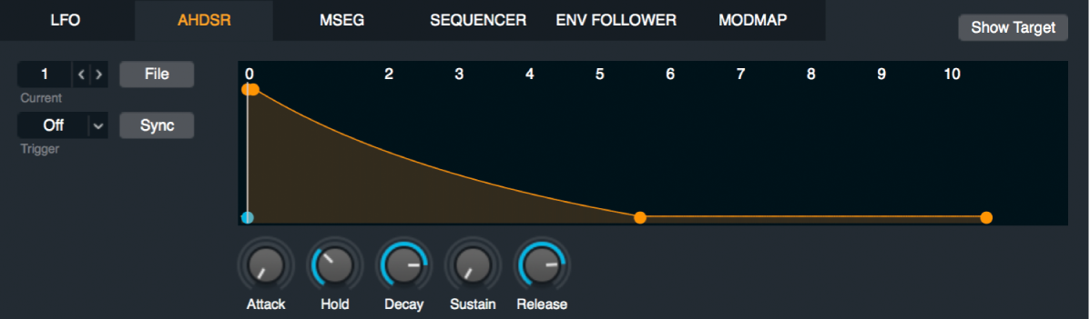 Figure. AHDSR envelope control panel.