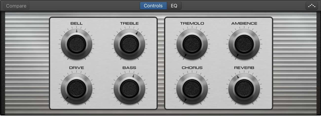 Figure. The Smart Controls pane, showing a set of Electric Piano screen controls.