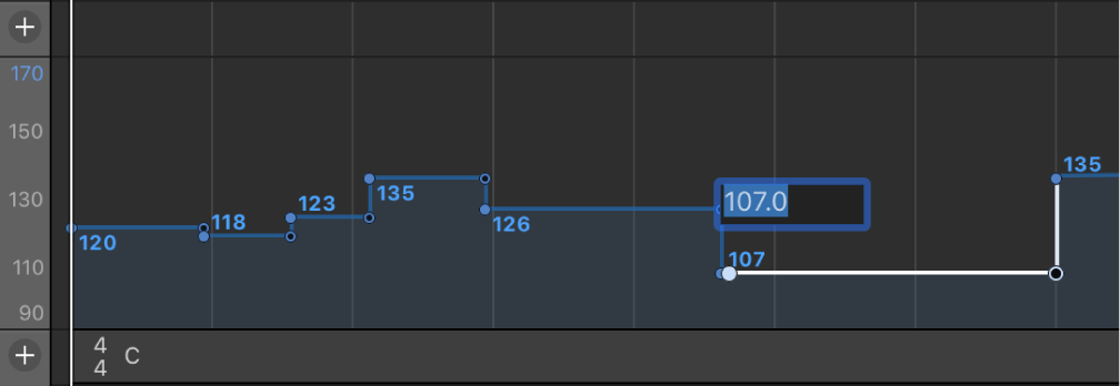 Figure. Typing tempo bpm value in text field.