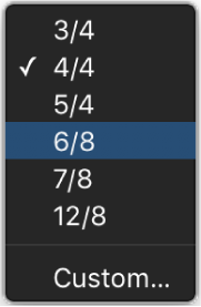 Figure. Time signature in the LCD selected, ready to enter a new value.