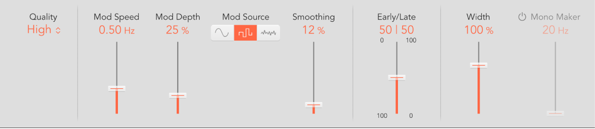 Figure. ChromaVerb details window control parameters.