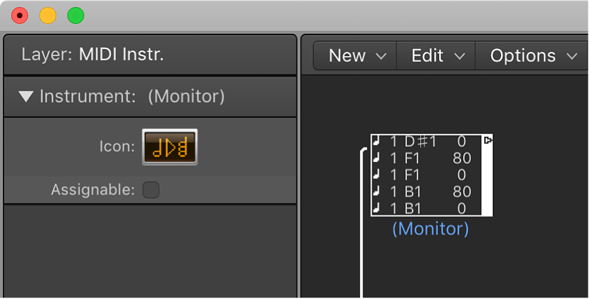 Figure. Environment window showing a monitor object and its inspector.