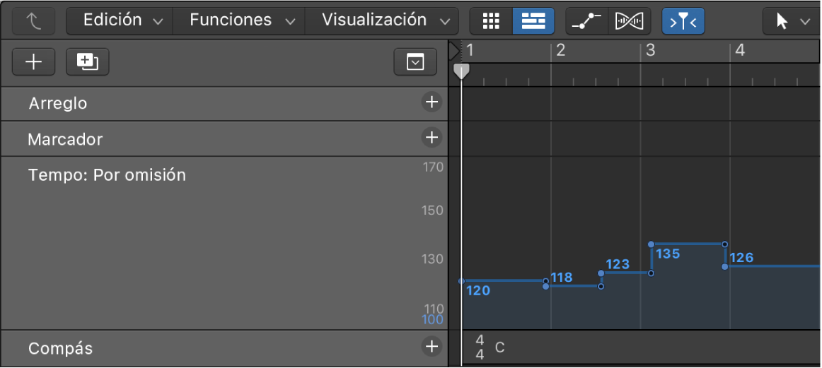 Ilustración. Pista de tempo en “Pistas globales”.