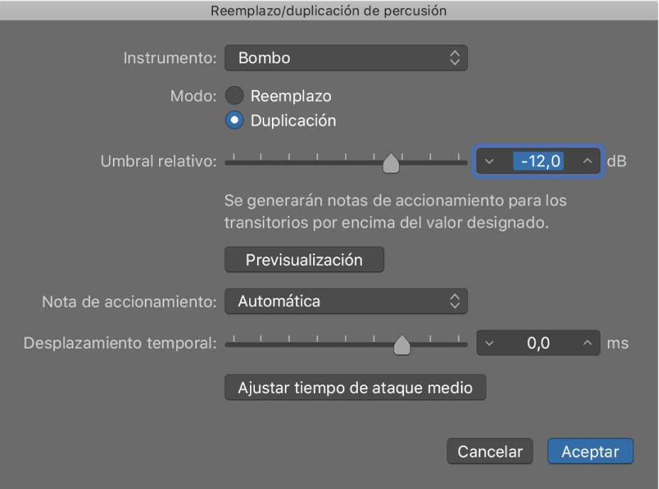 Ilustración. Cuadro de diálogo “Reemplazo/duplicación de percusión”.
