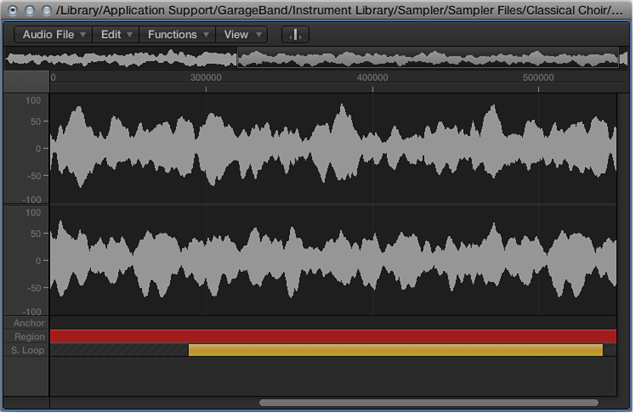 Figure. Éditeur de fichier audio de Logic Pro.