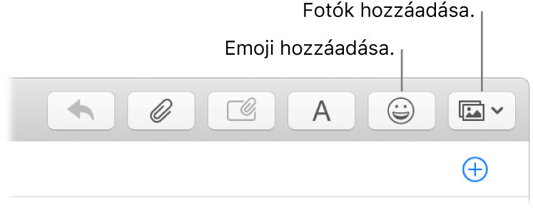 A szerkesztés ablak, melyben az emoji és fotók gombok láthatók.