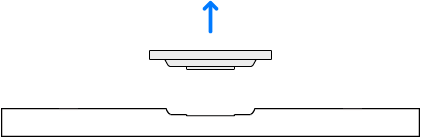 Seitenansicht eines Pro Display XDR mit einem VESA Mount Adapter darüber.