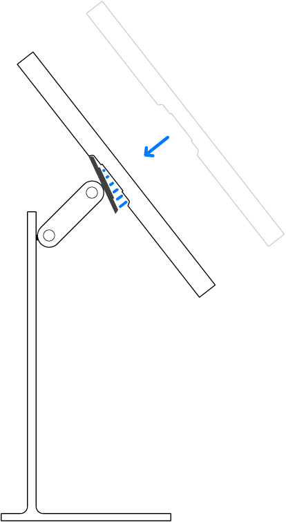 Tilting the display before attaching it to the connector.