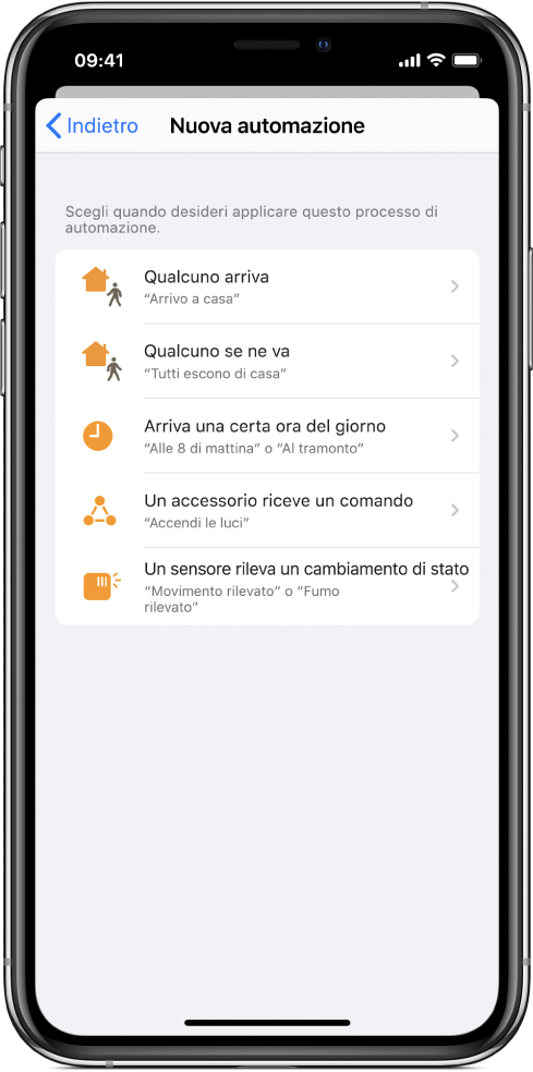 Automazione a Casa nell'app Comandi Rapidi.