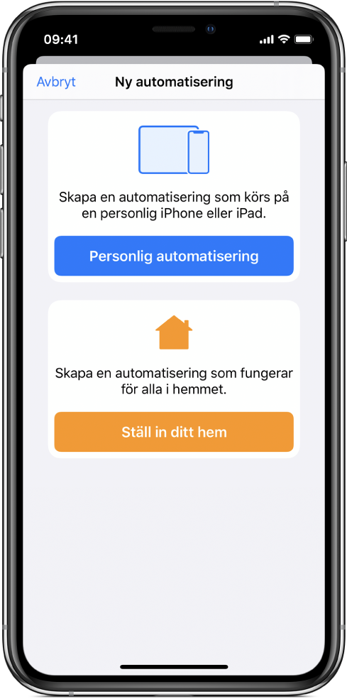 Ny automatisering när automatisering redan finns i appen Genvägar.