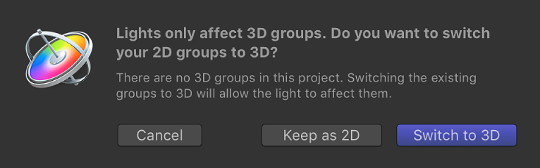 Switch to 3D dialog