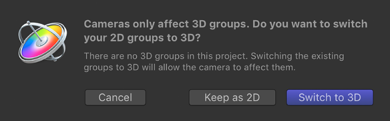 Switch to 3D dialog